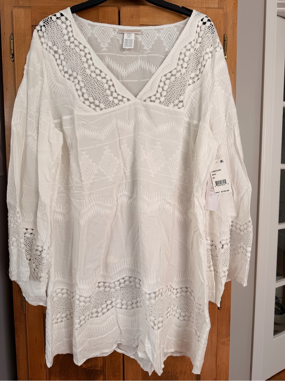 La Blanca White Embroidered Cotton Tunic